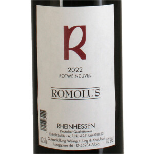 ROMOLUS Rotweincuvée Portugieser, Regent, Dornfelder lieblich 2022 0,75 Ltr.