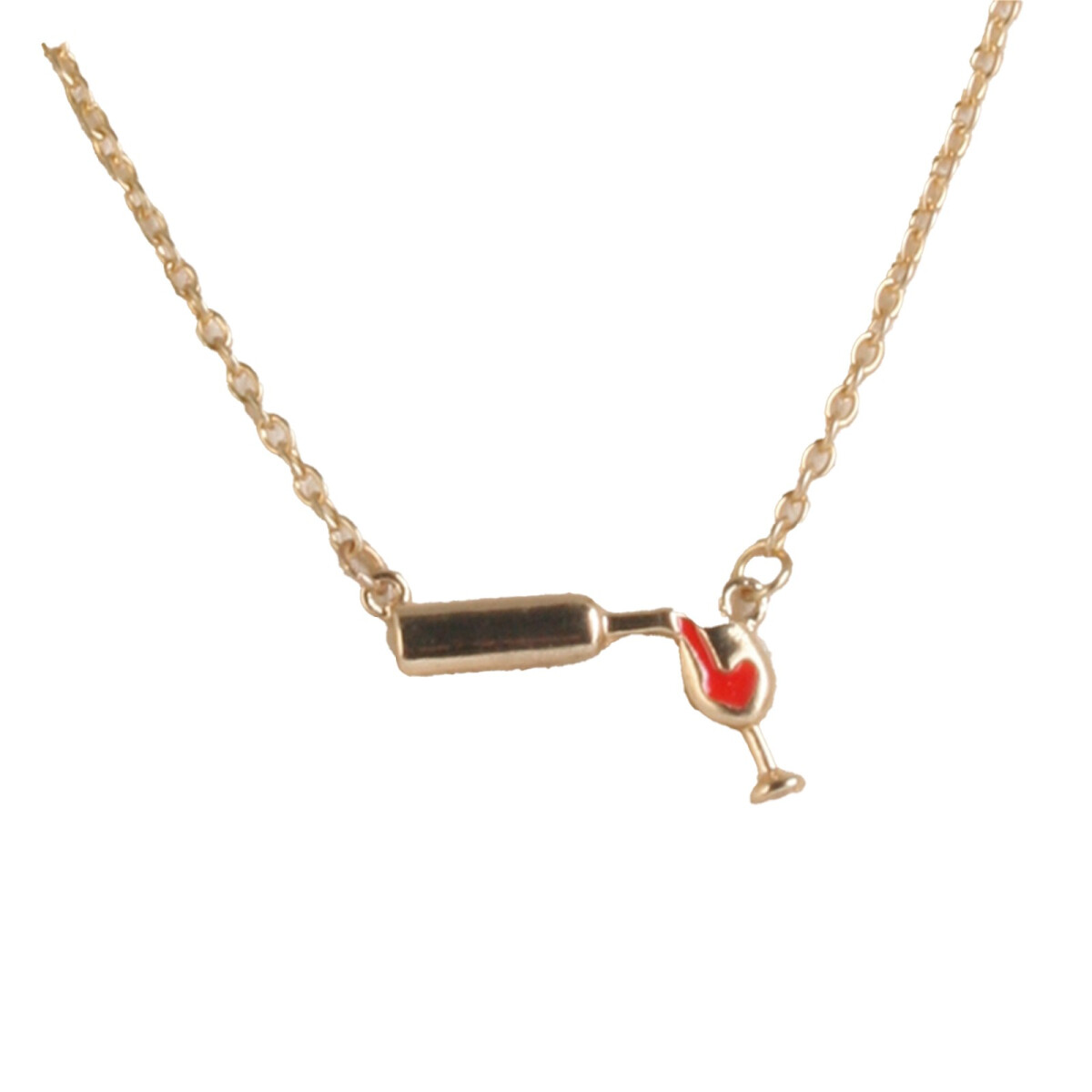 Kette aus Edelstahl mit Weinglas - Farbe rosegold