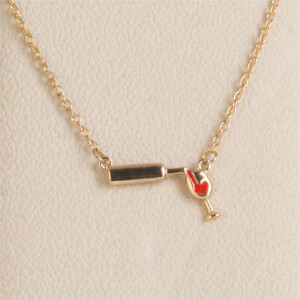 Kette aus Edelstahl mit Weinglas - Farbe rosegold