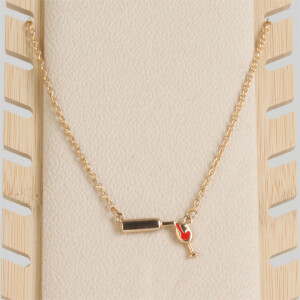 Kette aus Edelstahl mit Weinglas - Farbe rosegold