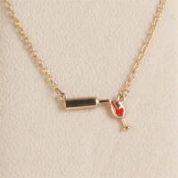 Kette aus Edelstahl mit Weinglas - Farbe rosegold