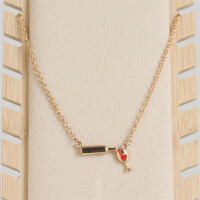 Kette aus Edelstahl mit Weinglas - Farbe rosegold